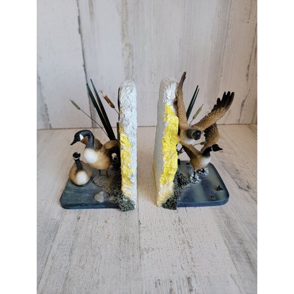 Unique Landscape goose duck pond book end set bird home decor - Picture 1 of 11